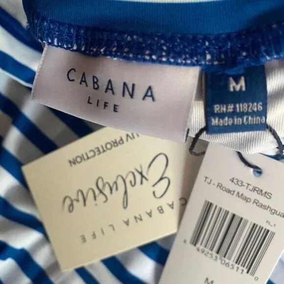 Cabana Life Women’s Striped  UPF 50+ Long Sleeve Shirt swim pool sports Sz M New - Picture 5 of 13